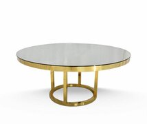 GOLD ROUND MIRROR TOP TABLE