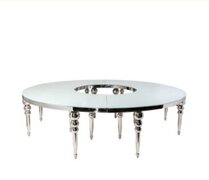 SILVER FROST SERPENTINE GLASS TABLE