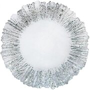 SILVER FLOWER BOMB CHARGER PLATE 