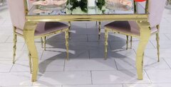 GOLD MIRRORED CURVED LEG TABLE