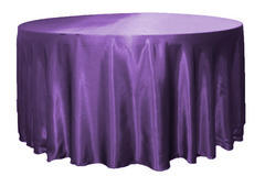 Purple satin round table cover Purple satin round table cover