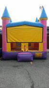 Yellow, Pink & Blue Castle Bounce House 