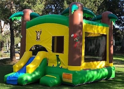 Tropical Bounce house combo with slide and Basketball Hoop (Dry)