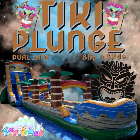 Tiki Plunge DUAL LANE W/Slip n Slide - 24ft Tiki Plunge DUAL LANE W/Slip n Slide - 24ft