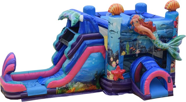 Mermaid Bounce house Slide combo with Hoop 