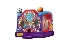 Sports 4in1 Bounce House slide combo with hoop