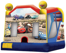 Cars bounce house water slide combo with hoop
