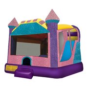 Dazzling 4in1 Bounce House Dry Slide Combo with hoop