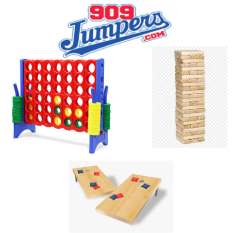 3 Game package Giant Jenga, Giant connect 4 and cornhole