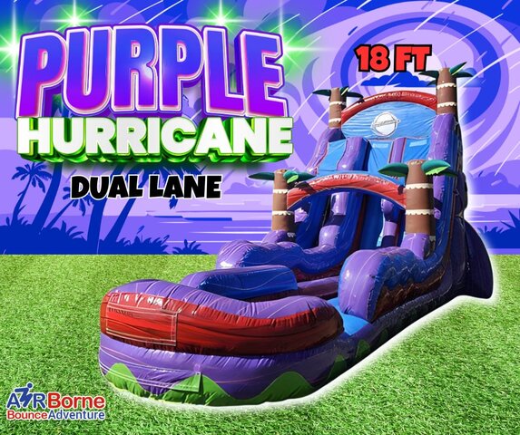 18 Foot Dual Lane Purple Hurricane Waterslide 18 Foot Dual Lane Purple Hurricane Waterslide