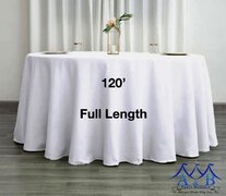 White Round Linen 120’ Full length 