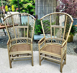 High Back Gold Cane Chair