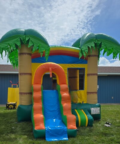 🌈🌴 Rainbow Palms Bounce House Slide Combo 🌈🌴 Rainbow Palms Bounce House Slide Combo