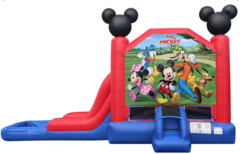 Mickey Mouse Combo bounce house w/ Water Slide & Pool.