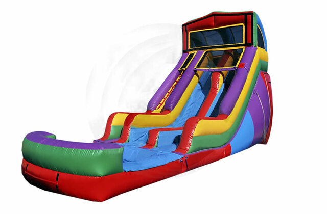 Super Power Side- Dual Lane Module 18 ft Dual Lane Wet/Dry Slides & Pool *pick from 50+ banners