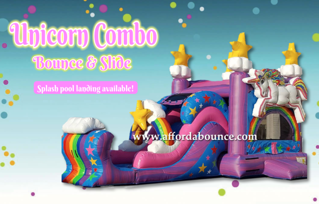 Unicorn Combo Bounce House w/ Water Slide & Pool