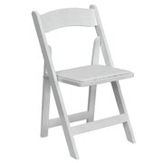 White Resin Garden Style Folding Chairs w/ Padded Sea