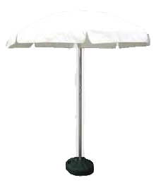 7.5 inch white vinyl umbrella with 50 lb base