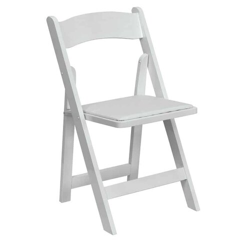 White Resin Garden Style Folding Chairs w/ Padded Seat