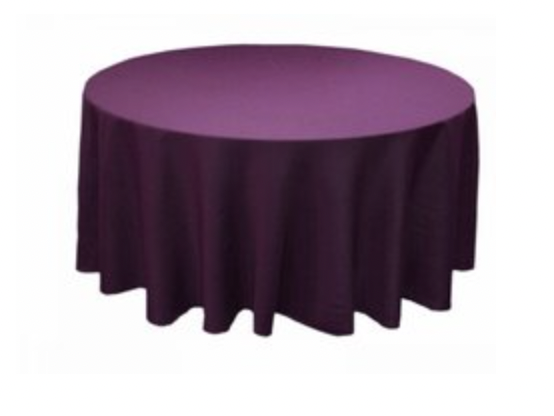 Purple Polyester 132in Round Table Linen (Fits Our 72in Round Table to the Floor)