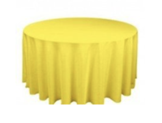 Yellow Polyester 108in Round Table Linen (Fits Our 48in Round Table to the Floor)