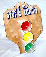 Stop And Throw with red, yellow, green bean bags/balls