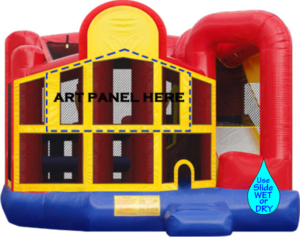 Colossal 5in1 THEMED Combo Jump, Obstacles, BBall, Rock Wall climb, Slippery water or dry slide. Select theme 