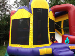 Colossal Combo 5in1 Jump Rock Wall Climb water or dry Slide Obstacles, and BBall Hoop 