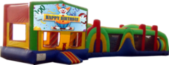 Happy Birthday Clown- 53' Obstacle Bouncer Combo Happy Birthday Clown- 53' Obstacle Bouncer Combo