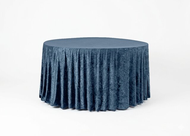 Velvet 132in Round Tablecloth - Steele Blue Velvet 132in Round Tablecloth - Steele Blue