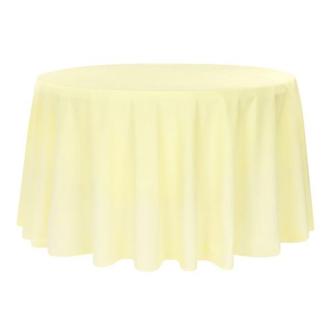 Premium Polyester 120in Round Tablecloth - Pastel Yellow Premium Polyester 120in Round Tablecloth - Pastel Yellow