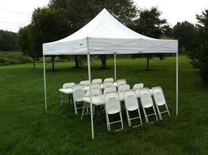 10x10 Tent (Pop Up) Package For 20 People,(2)8' Tables and 20 Chairs