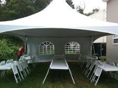 20x20 Frame Tent Package for 40 People with 4 Round Tables and 40 chairs Package B