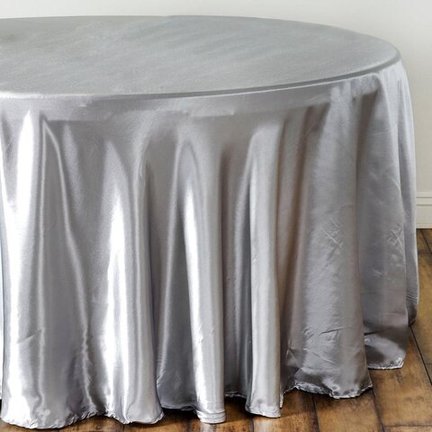 Round Silver Satin Tablecloth 120