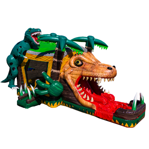 The Dinosaur Bounce House with Dual Slide Combo (Dry Slide) The Dinosaur Bounce House with Dual Slide Combo (Dry Slide)