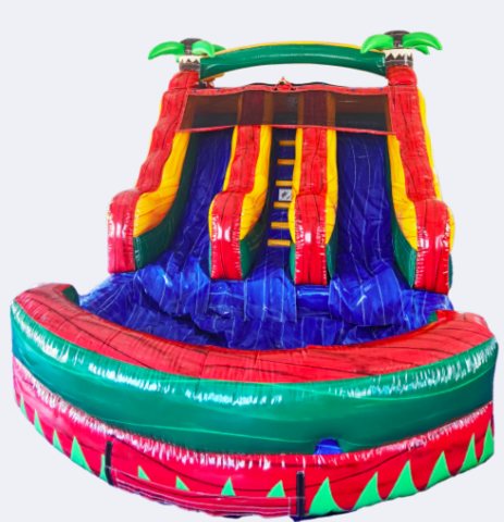 12FT Red Tropical Dual Lane Water Slide 12FT Red Tropical Dual Lane Water Slide