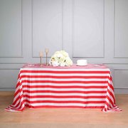 90"x156"  Stripe Satin Rectangle Tablecloth - Red & White 