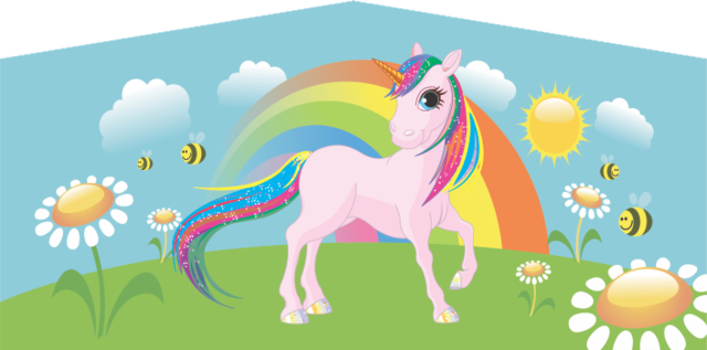 Rainbow Unicorn banner for bounce houses and slides from Austin Bounce House Rentals