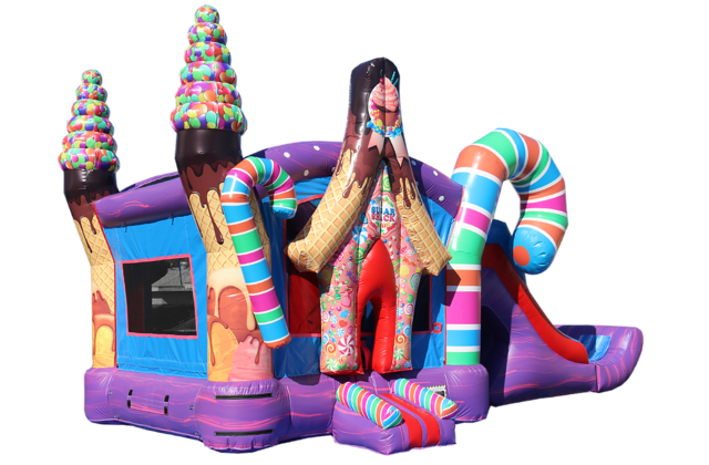 Sugar Shack Combo with water slide angle without background from Austin Bounce House Rentals™