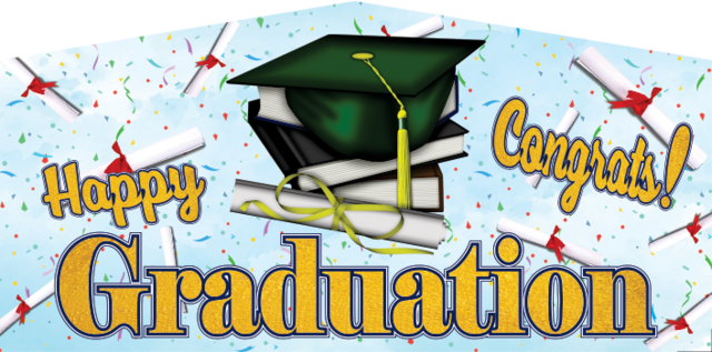 Graduation banner that goes on various inflatables from Austin Bounce House Rentals