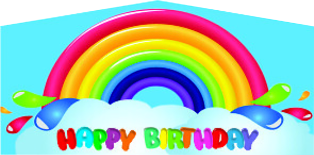 Rainbow Birthday banner on blank background for Austin Bounce House Rentals units.