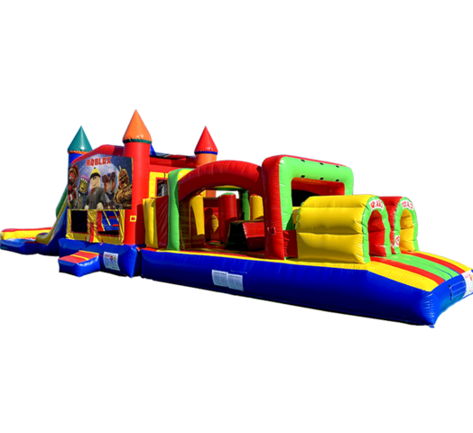 Roblox Super Duper Combo inflatable rental outside view from Austin Bounce House Rentals