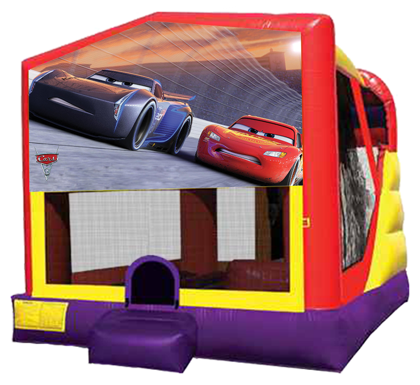 Cars Extra Large Combo Bouncer Slide Climber B-Ball Hoop for rent in Austin Texas from Austin Bounce House Rentals