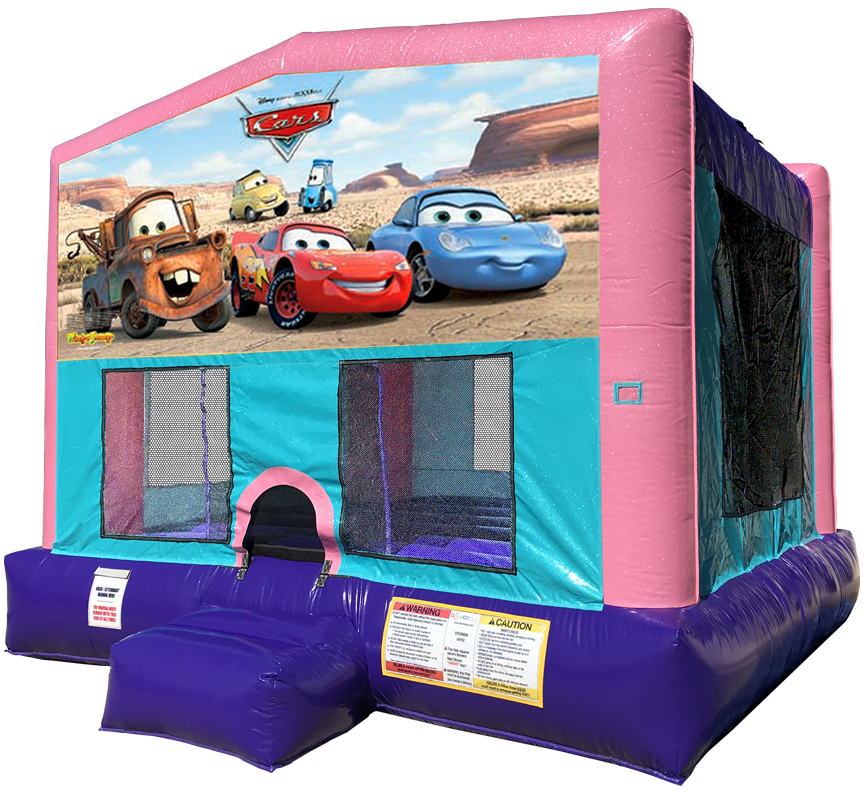 Cars Sparkly Pink Bounce House Rentals in Austin Texas from Austin Bounce House Rentals