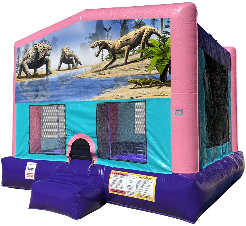 Dinosaur Pink Sparkly Bounce House Rentals in Austin Texas from Austin Bounce House Rentals