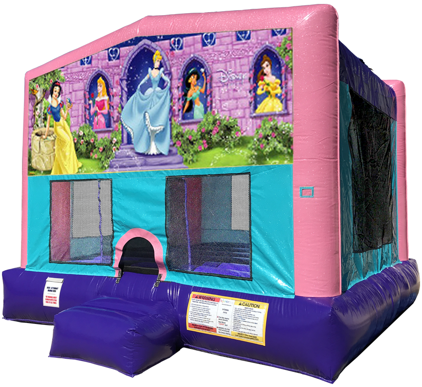 Disney Princess Sparkly Pink Bounce House rentals in Austin Texas from Austin Bounce House Rentals