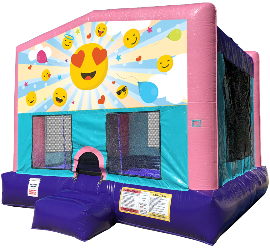 Emoji Sparkly Pink Bounce House Rentals in Austin Texas from Austin Bounce House Rentals