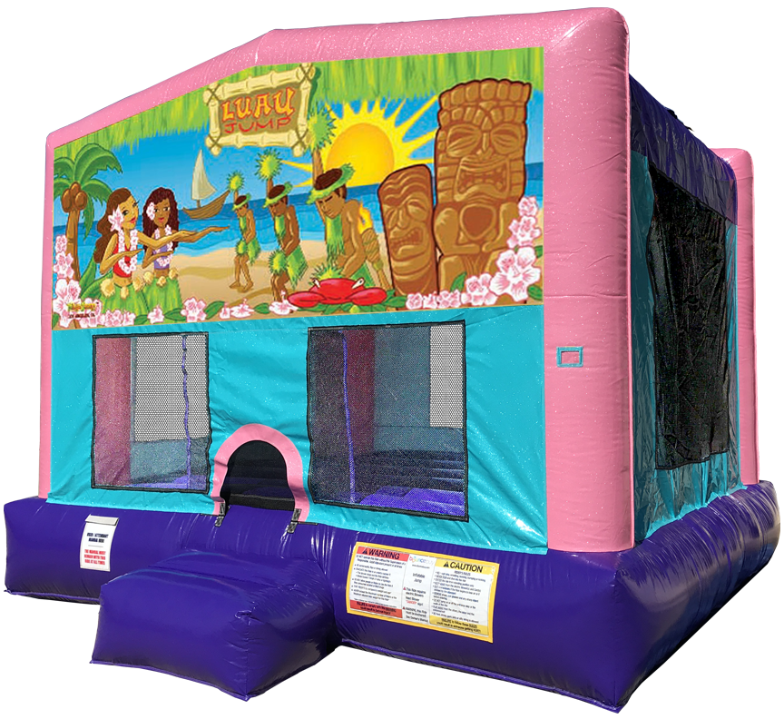 Luau Sparkly Pink Bounce House rentals in Austin Texas from Austin Bounce House Rentals
