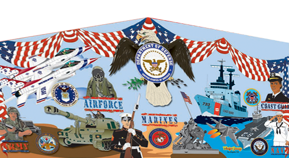 Military Pride themed banner for bounce house rentals in Austin Texas from Austin Bounce House Rentals