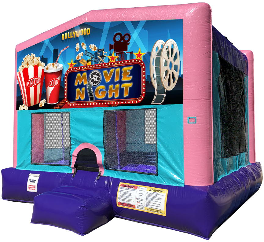 Hollywood Movie Night Sparkly Pink Bounce House Rentals in Austin Texas from Austin Bounce House Rentals